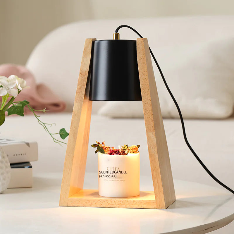 Japanese Wooden Aroma Wax Melt Lamp with Dimmer